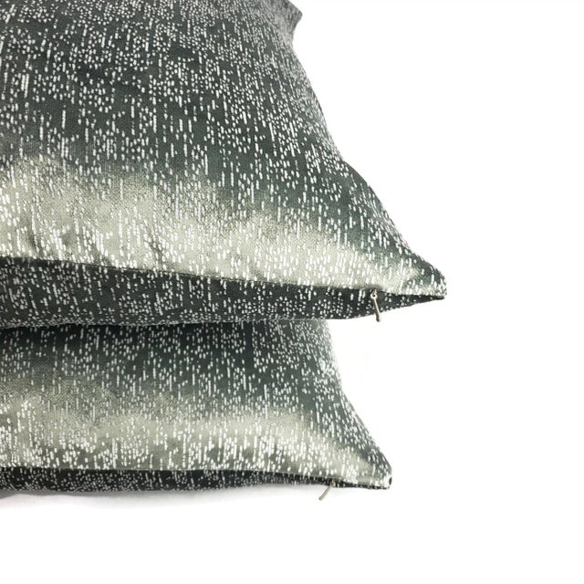 Textile Jane Churchill Twilight in Aqua Pillow Cover - 20" X 20" Silver Sage Velvet Cushion Case For Sale - Image 7 of 7