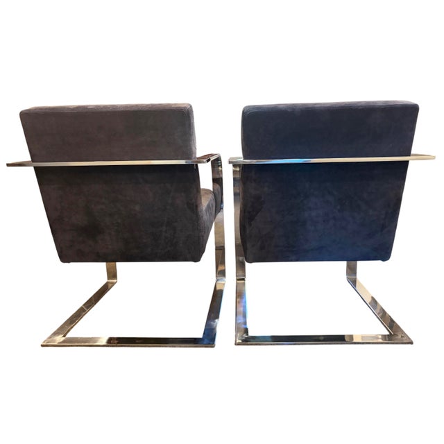 1990s 1990s Ralph Lauren Penthouse Modern Chrome and Suede Lounge Chairs For Sale - Image 5 of 9