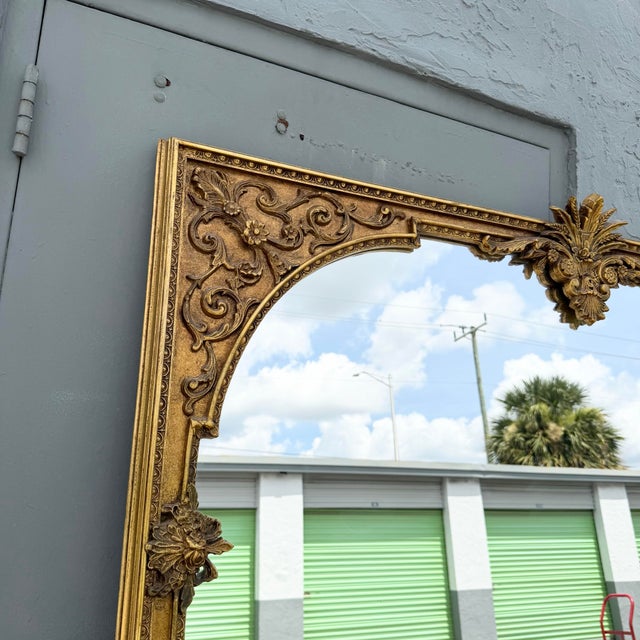 Wood Vintage Rococo Style Gold Wooden Mirror For Sale - Image 7 of 10