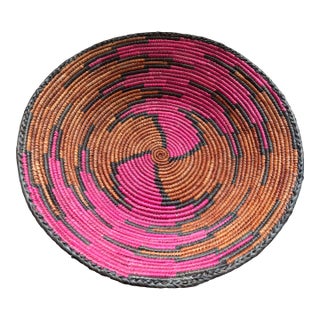 Indego African Geo Plateau Round Woven Basket For Sale