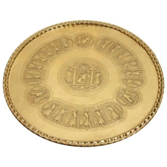 Indian Large Brass Persian Hanging Tray For Sale - Image 3 of 10