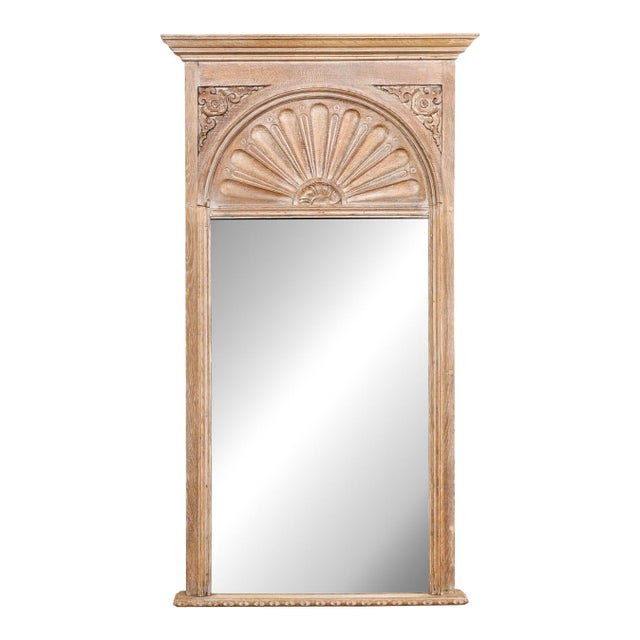 French Antique Fan-Carved Pier Mirror For Sale