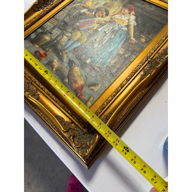 1930s Victorian Oil Painting Signed After Eugenio Zampighi by M.Blanco 22x26 For Sale - Image 9 of 9
