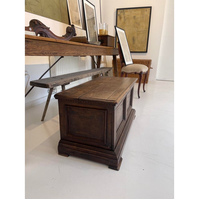 American Early 20th Century Vintage Wood Panel Trunk / Blanket Chest For Sale - Image 3 of 6