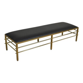 Mid Century Modern Vintage Brass 6 Leg Long Bench For Sale