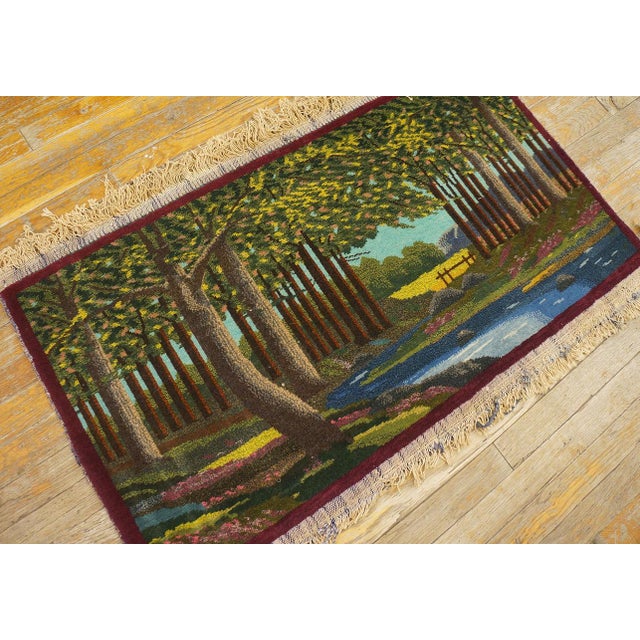 1920s Multicolor Scene Pictorial Antique Persian Kashan Rug 2'2'' X 3'8'' Handknotted Wool Carpet For Sale - Image 11 of 13