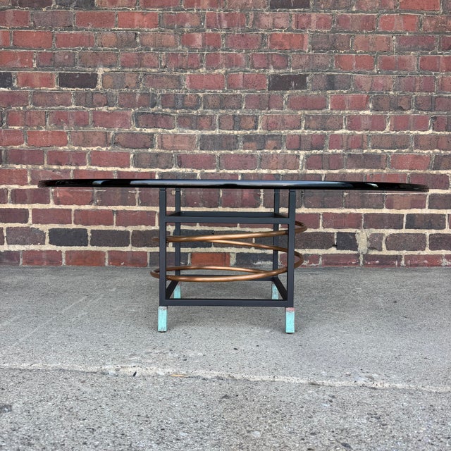 This is a rare Leon Rosen for Pace Collection coffee table. It features square aluminum black frame with patina’d copper...