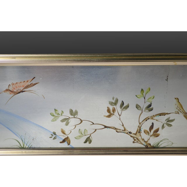 Mid-Century Modern Fine LaBarge Silver Leaf Eglomise Mirror Artist Signed For Sale - Image 3 of 8