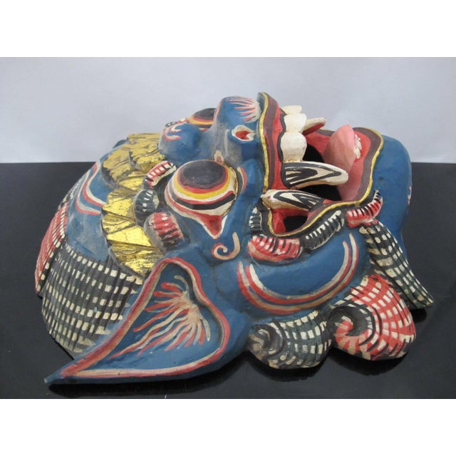 Vintage Balinese Barong Hand Carved Wood Guardian Spirit Mask For Sale - Image 4 of 7