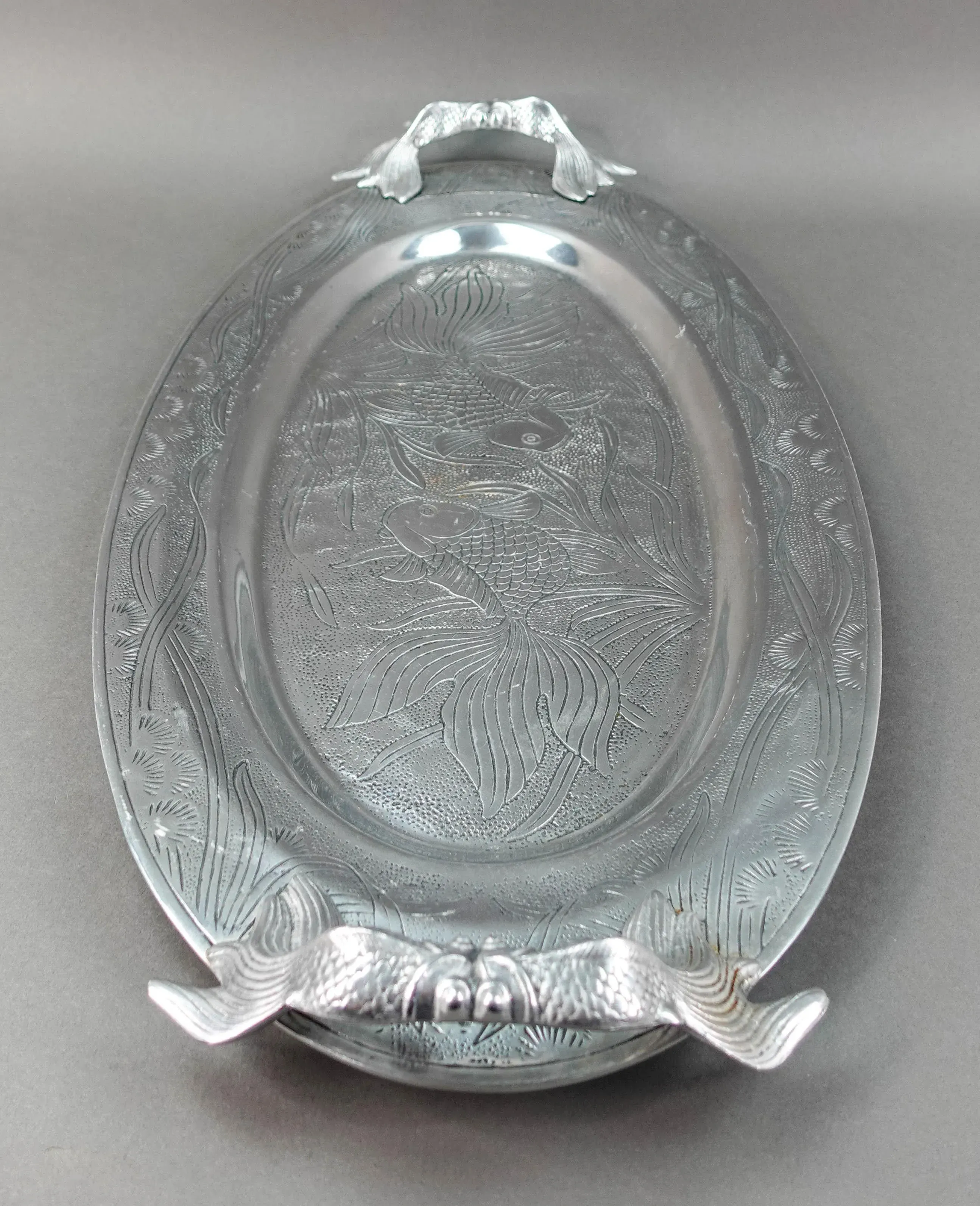 1979 Arthur Court Designs Koi Fish Handled Large Serving Tray