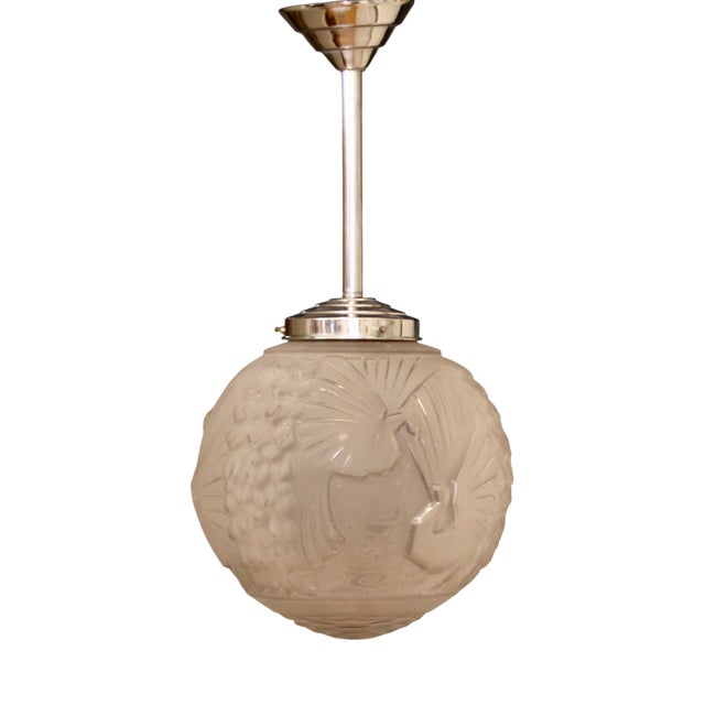 Large French Art Deco Pendant Light from Muller Frères, 1920s For Sale