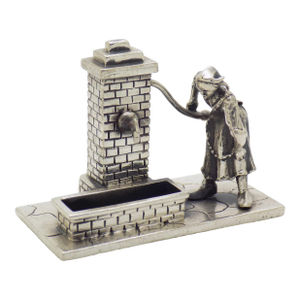 Vintage Italian Handmade Genuine Solid Sterling Silver Woman at Street Water Fountain Figurine Sculpture