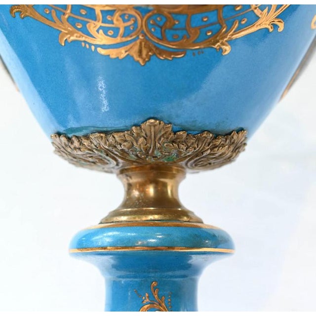 Ceramic Large Sevres Floral Porcelain Vases, Set of 2 For Sale - Image 7 of 9