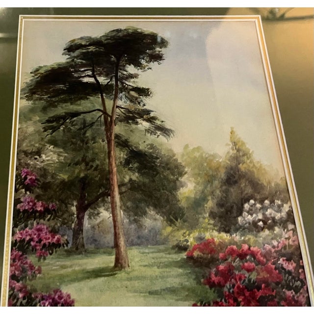 1940s E M B Warren Original Watercolor of a Garden For Sale In Philadelphia - Image 6 of 8