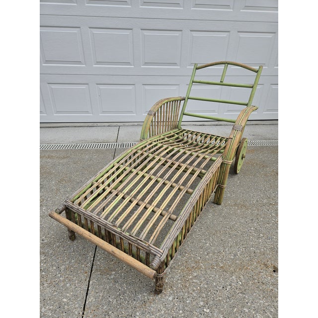 Antique Weathered Green Chaise Lounge For Sale - Image 4 of 13