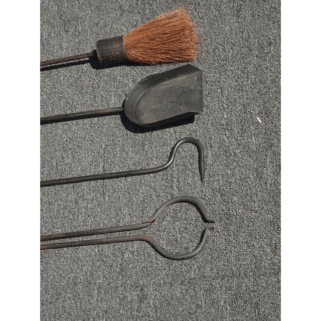 Share Set of Four Vintage French Country Black Cast Iron Fireplace Tools For Sale - Image 16 of 17