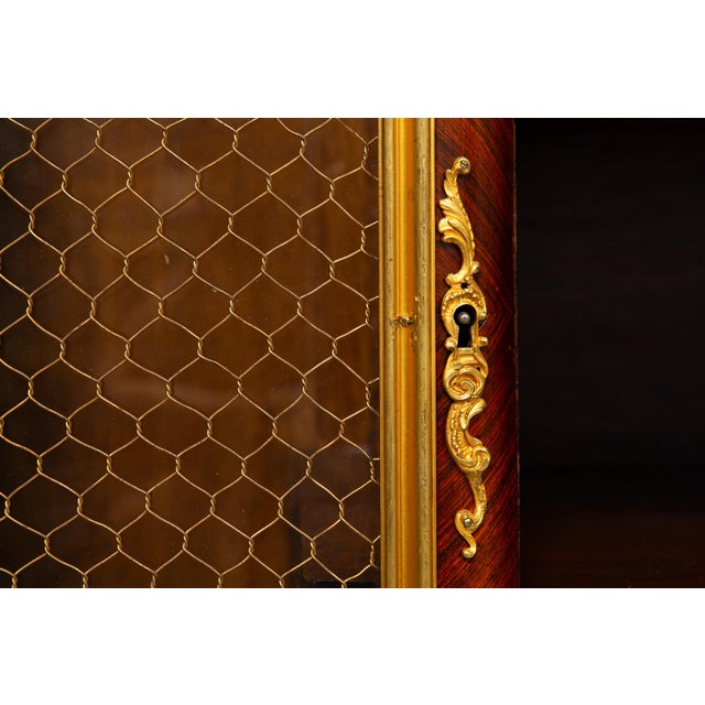 French Louis XV Style Kingwood Marble Top Bibliotheque Cabinet For Sale - Image 14 of 18