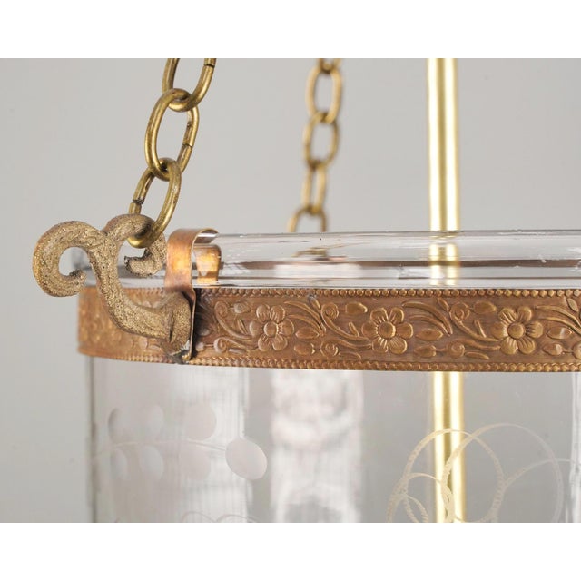 Traditional Antique 12.5 In. Clear Etched Crystal Bell Jar Pendant Light For Sale - Image 3 of 14