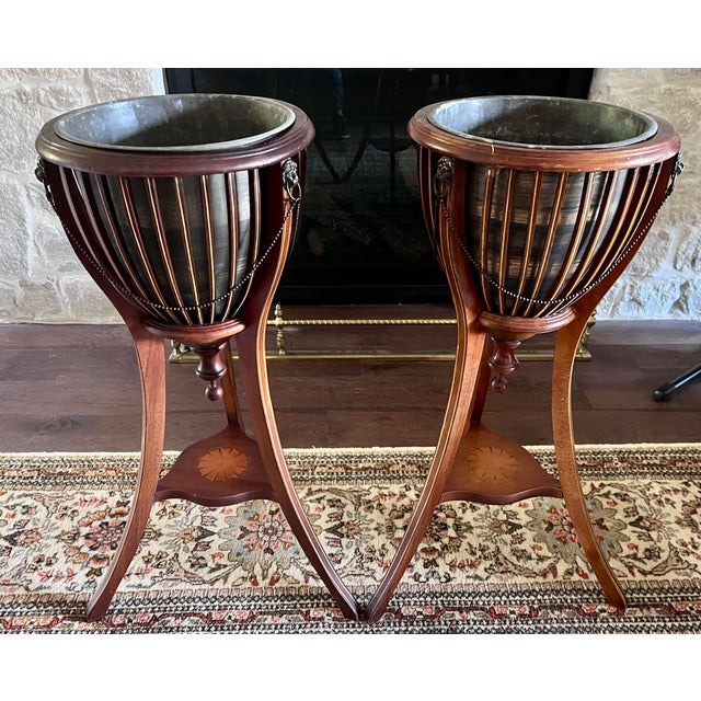 Vintage English Style Mahogany Jardinieres/ Wine Coolers - A Pair For Sale In Dallas - Image 6 of 17