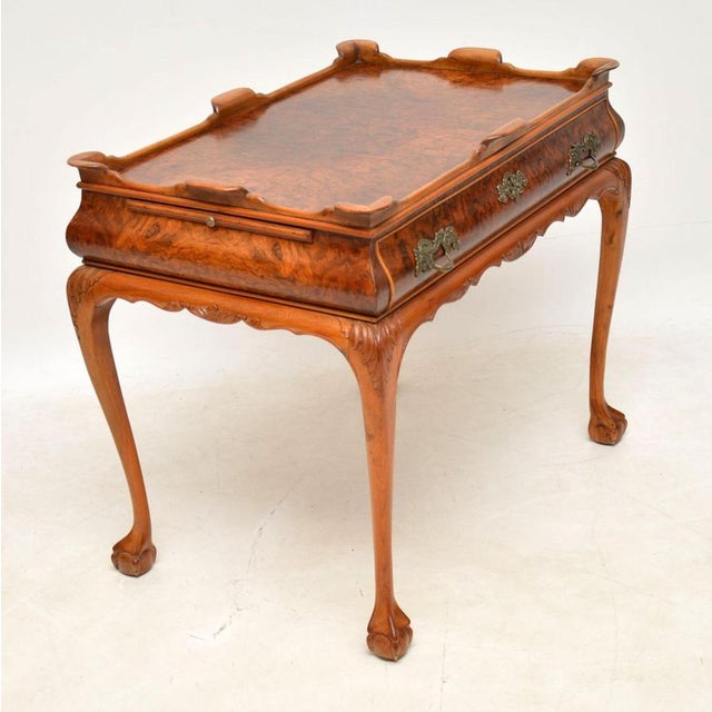 Vintage Side Table in Burr Walnut, 1920s For Sale - Image 4 of 13