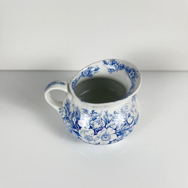 Antique Wash Jug in Blue with Floral Pattern from KG Lunéville, 1890s For Sale - Image 6 of 12