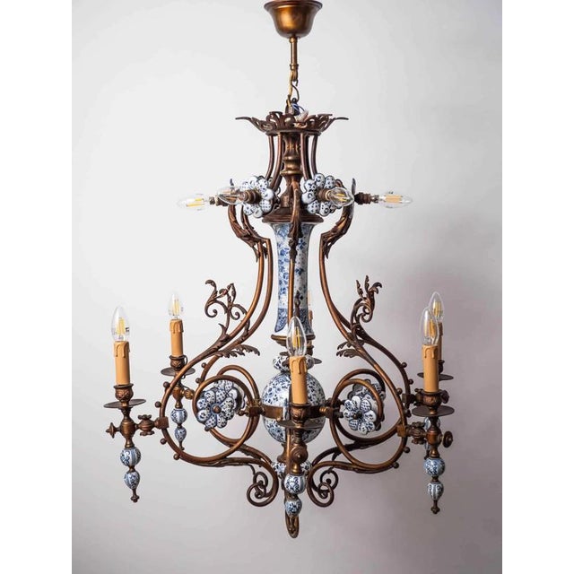 Large Antique Delft Chandelier For Sale - Image 6 of 14