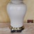 Vintage American Ivory Glazed Ceramic Table Lamp With Brass Base and Embossed Bell Shade For Sale - Image 11 of 18