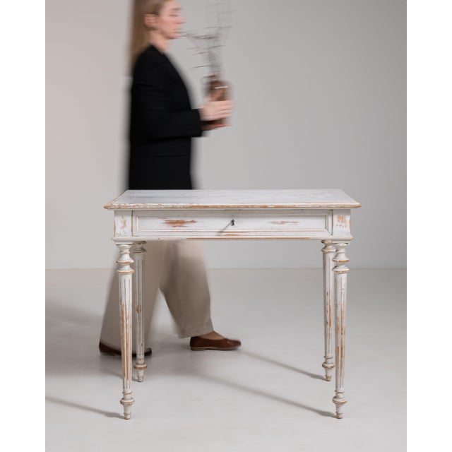 Louis XVI White Patinated Table, Neoclassical Style, France, Circa 1900 For Sale - Image 12 of 13
