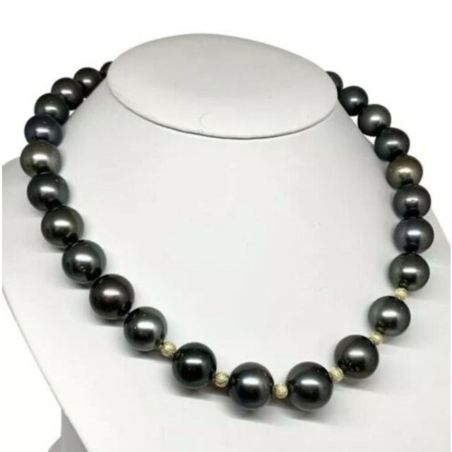 Diamond Tahitian Pearl Necklace 14k Gold Certified For Sale In New York - Image 6 of 9