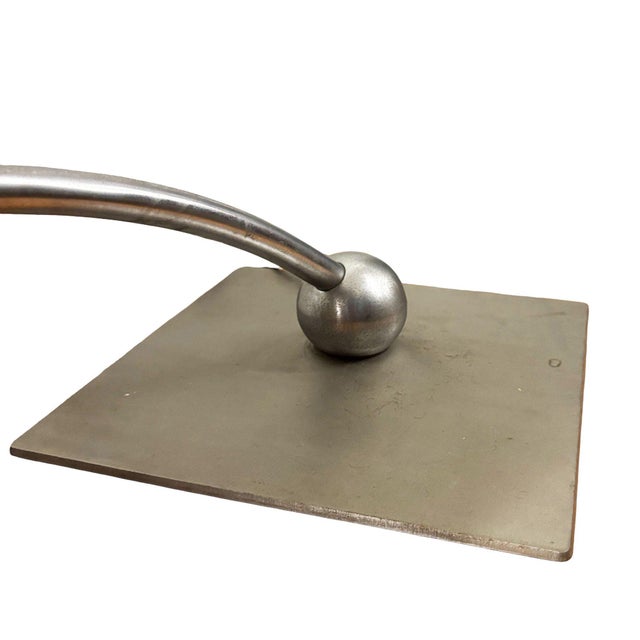 Metal 1950s Mid-Century Modern m.g. Wheeler "Sight Light" Brushed Steel Table Lamp W/ Enamel Shade For Sale - Image 7 of 8