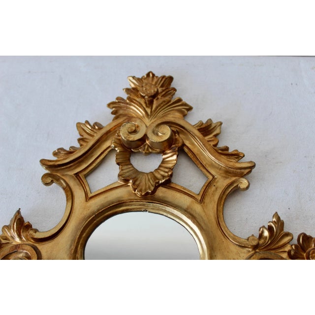 Glass Italian Rococo Style Gilt Molded Wall Mirrors-A Pair For Sale - Image 7 of 10