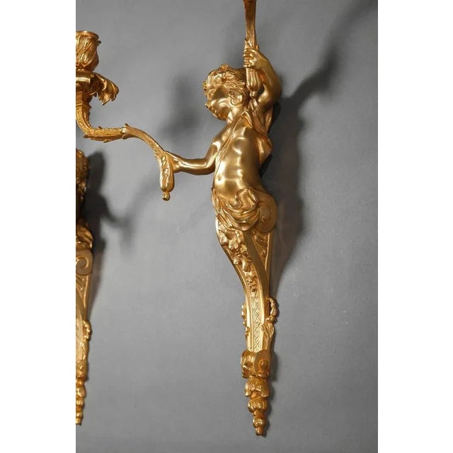 19th-Century Napoleon III Ormolu Sconces, Set of 2 For Sale - Image 9 of 11