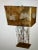 Vintage 1970s Modern Tropical Bamboo Gilt Metal Gilt Linen Table Lamp For Sale - Image 9 of 11