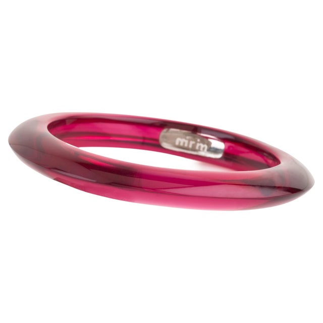 Miriam Salat Wine Red Translucent Resin and Sterling Silver Summer Bangle For Sale - Image 15 of 18
