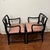Pair Vintage MCM Blowing Rock Upholstered Arm Chairs Black Wood North Carolina For Sale - Image 4 of 12