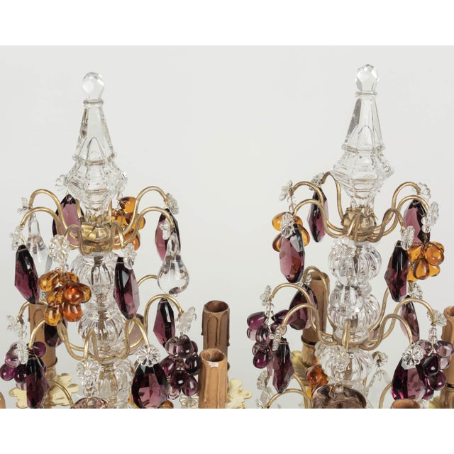 Pair of French Crystal Girandoles With Grape Clusters For Sale In Orlando - Image 6 of 9
