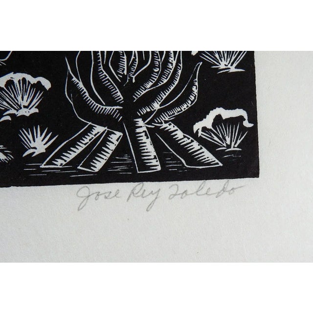 Vintage mid 20th century woodcut on thin paper by Jose Rey Toledo (1915-1994) Native American, Jemez Pueblo, New Mexico....