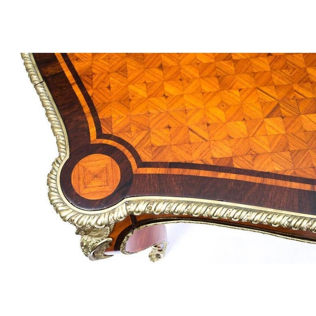 19th Century French Bureau Plat Parquetry Writing Table For Sale - Image 3 of 10