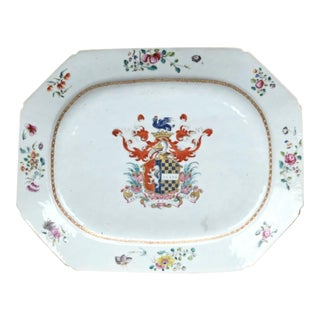 Chinese Export Porcelain Armorial Dish, Arms Hutchinson Impaling Calthrop For Sale