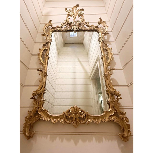 Custom Italian Rococo Mirror With Hand-Carved, Gilt Wood Frame For Sale - Image 10 of 12