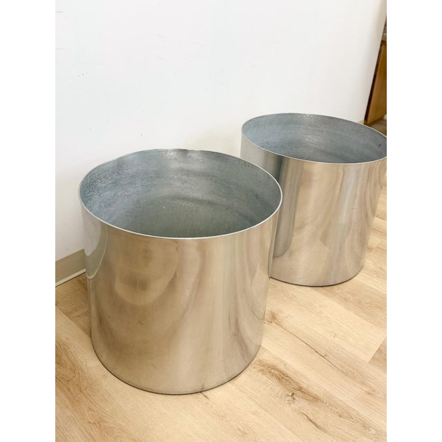 Vintage Round Chrome Oversized Planter Pair MCM Mid-Century Modern Chic For Sale - Image 4 of 15