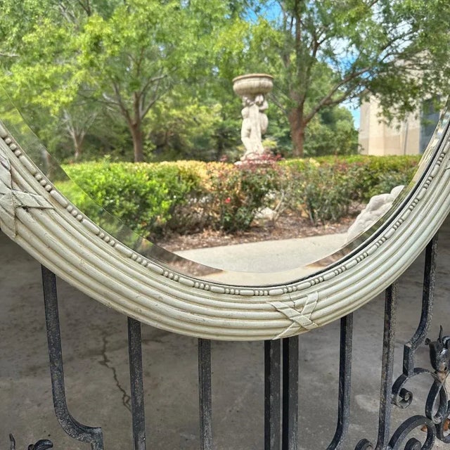 Antique French Louis XVI Neoclassical Painted Oval Mirror For Sale - Image 11 of 12