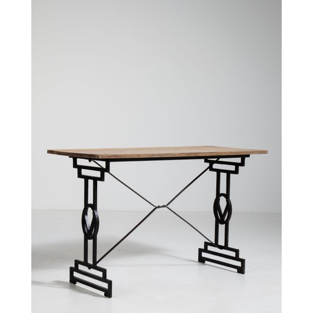 Cast Iron Bistro Table with Oak Top, Antique, France, 20th Century For Sale - Image 17 of 18