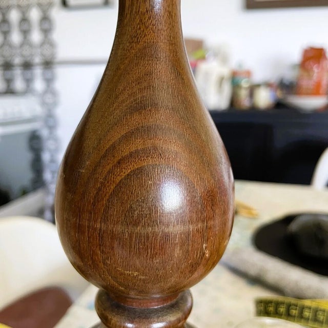 Mid-Century Wood Wooden & Bubble Glass Buffet Table Lamp, 1970s For Sale - Image 12 of 16
