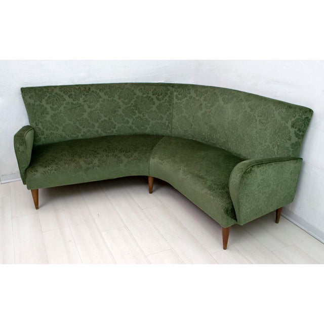 Mid-Century Italian Velvet and Damask Sofa, 1950s For Sale - Image 6 of 10