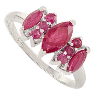 Dainty Genuine Ruby Proposal Ring Set in 925 Sterling Silver Prong Setting - Size 8.5 For Sale