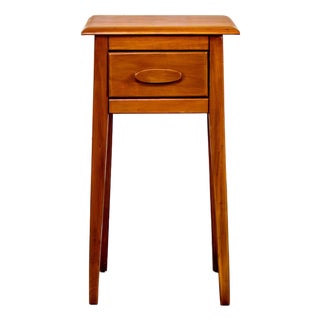 1930s to 1950s Transitional Solid Maple Nightstand or End Table With Hand Carved Pulls For Sale