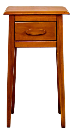 1930s to 1950s Transitional Solid Maple Nightstand or End Table With Hand Carved Pulls