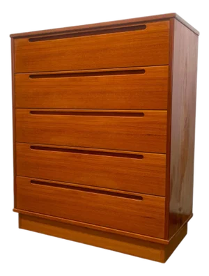 1970s Vintage Danish Mid Century Modern Tallboy Dresser by Nils Jonsson for Torring Mobelfabrik