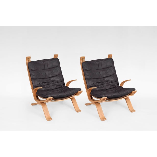 Vintage Cognac Focus Lounge Chairs from Bramin Møbler, 1970s Set of 2 For Sale - Image 3 of 9